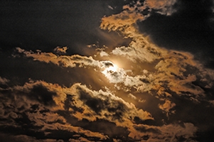 Bronze Clouds and the Moon